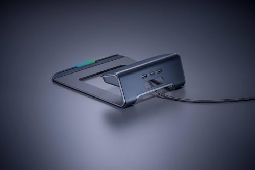 Laptop Stand Chroma - Supporto per laptop con illuminazione RGB Chroma - Hub USB 3.0 con 3 porte (angolo di inclinazione di 18 gradi, alluminio e design ergonomico) Nero - Gadget - Immagine 4