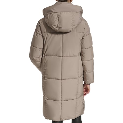 Image of DKNY Women's Hooded Long Down Alternative Puffer Jacket, Black, Large