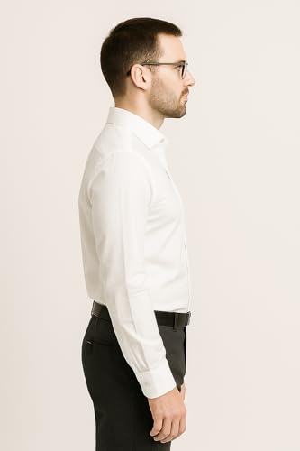 Image of Men's Premium White Linen Formal Shirt Slim Fit Breathable Office Wear Classic White Linen Shirt for Men Lightweight Formal Corporate Wear