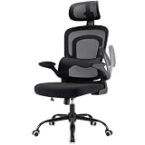 Farini Ergonomischer Stuhl Büro Computer Stuhl mit Rollen Schreibtisch für Bequemer Home Office Höhenverstellbar Chefsessel Bürostuhl mit Kopfstütze, Schwarz