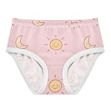 SyXIOP Mutandine hipster in cotone da ragazza un pezzo unico design hip mutandine da ragazza rosa cartone animato sole luna, Rosa Cartoon Sole Luna, 5 Years