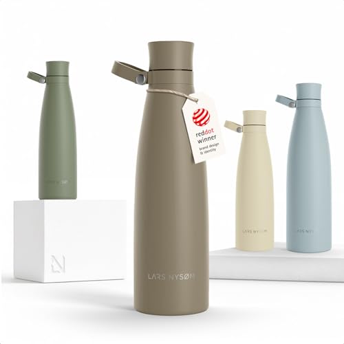 Image of LARS NYSOM Stainless Steel Insulated Water Bottle 25oz 34oz | Insulated Thermo Flask for Hot and Cold Beverages | Leakproof Drinking Bottle (Taupe Brown, 25.4oz)