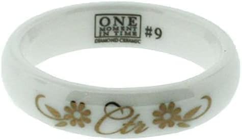 J181 Size 5-9 Rosa White Ceramic with Rose Gold Ring Mormon LDS CTR