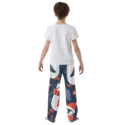 ZZXXB Penguin Spruce Branch Boys Long Pants Soft Trousers Elastic Waist Kids Lounge Bottoms with Pockets S-XL3