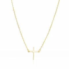14K Gold Sideways Cross Necklace