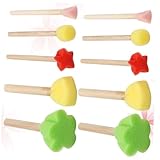 MAGICLULU 5 Stück Schwammpinsel mit Holzgriff 25 Stück Selbstgemacht Graffiti Malset Schwamm und Zeichenpinsel für Kinderzeichnungen und Bastelarbeiten Zufällige Farbe Zufällige Farbe