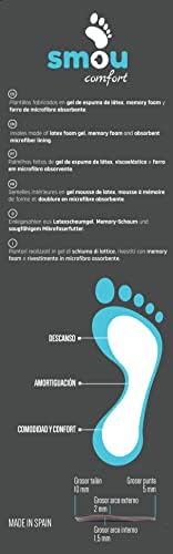 SMOU COMFORT Wkładki z żelem i pianką memory dla kobiet i mężczyzn | Do butów roboczych lub tenisówek | Świetna amortyzacja | Pozostała część podeszwy i pięty (40-41 EU)