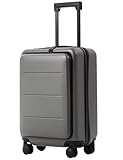 COOLIFE Luggage Suitcase Piece Set Carry On ABS+PC Spinner Trolley with Laptop pocket (Titanium gray, 20in(carry on))