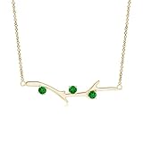 Angara Collar con colgante de esmeralda natural para mujer, niña de oro macizo de 14 quilates | Piedra de nacimiento de mayo | Regalo para ella | Cumpleaños de boda, Grade-AAAA | 3mm, Oro, Esmeralda