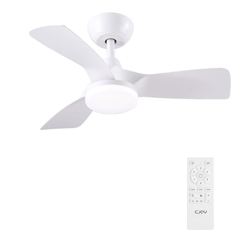 Ventilateur de plafond avec lumière et télécommande CJOY 3 pales blanc