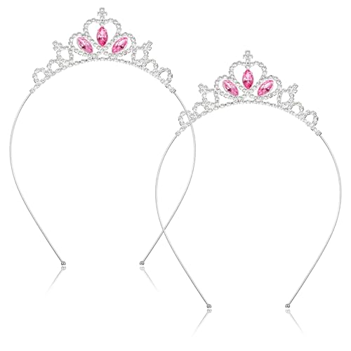 TIESOME Tiara de cristal con forma de corazón, 2 piezas de diamantes de imitación, corona de princesa, tocados de cumpleaños, lindas diademas antideslizantes con purpurina para novia, boda, decoración