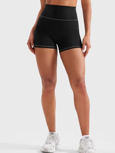 YEOREO CoreFlex Women Workout Shorts with Cargo Pockets Hidden Scrunch Butt Lifting Denim-Look Gym Shorts4