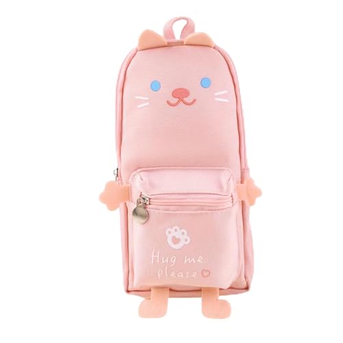Estojo Escolar Gatinho Rosa com Design Fofo | Material Resistente | Zíper Reforçado | 20x10cm | Qualidade Premium