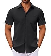 COOFANDY Men's Button Down Shirts Short Sleeve Casual Dress Shirts Untucked Summer Shirt with Pocket