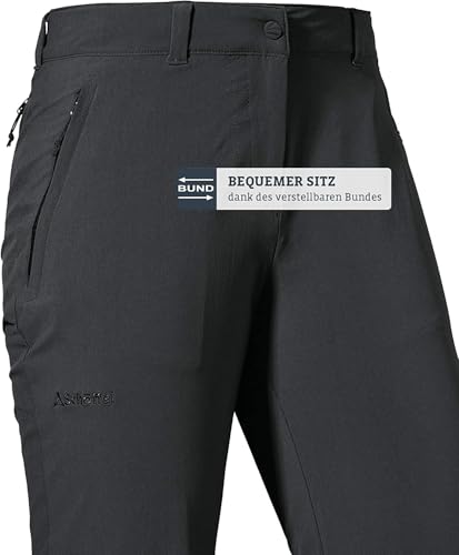 Schöffel Damen Pants Engadin1 Zip Off, elastische Damen Hose mit Zip-Off Funktion, kühlende und schnell trocknende Outdoor Hose für Frauen, asphalt, 40