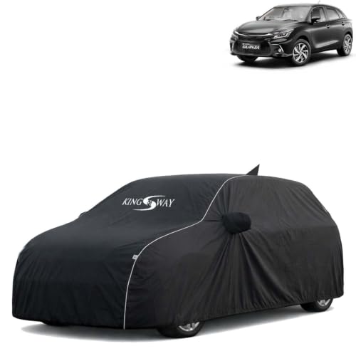 Image of KINGSWAY Super Waterproof Car Cover Only with Glanza (Year 2022 Onwards - All Model) | Mirror and Antenna Pockets | All Weather Car Body Cover with Silver Piping | Black
