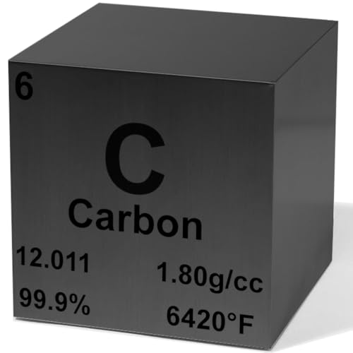 Image of Carbon 0.5 inch Metal Density Cube - 99.9% Pure Element for Chemistry - Periodic Table Design Educational Scientific Elemental Specimen