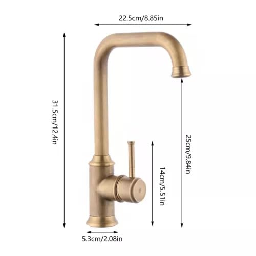 Grifo de lavabo alto retro, monomando de latón con caño de 25 cm de altura, cartucho de cerámica, conexión G3/8", bronce para baño y aseo de invitados