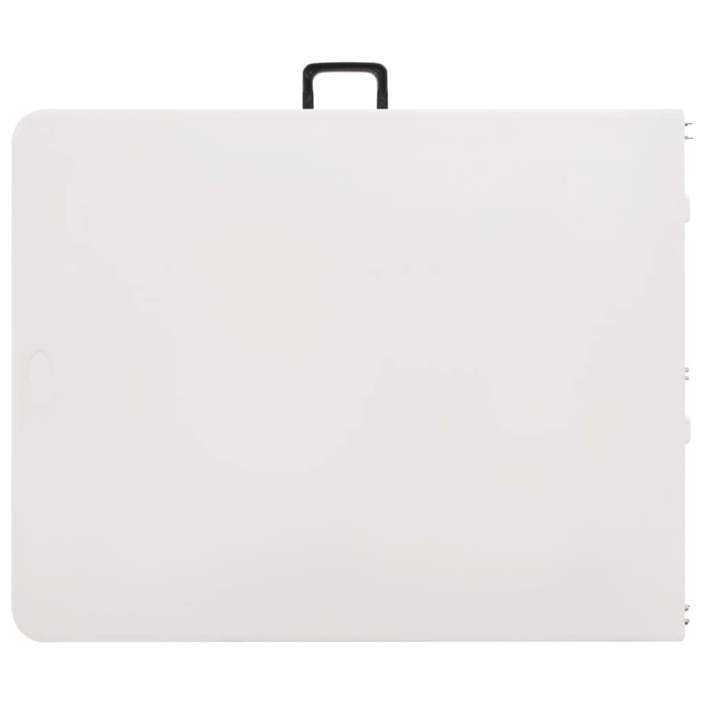 Stół ogrodowy, składany, biały, stelaż stalowy HDPE, 180 x 72 x 72 cm, z uchwytem do noszenia, odporny na warunki atmosferyczne i stabilny, na balkon, taras, kemping i do aktywności na