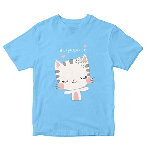 Image of Girls' Regular Fit T-Shirt It's A Purrfect Day 100% Cotton Girl's T-Shirt