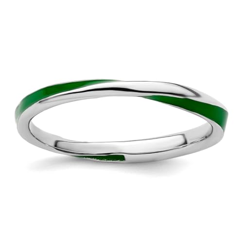 Bague empilable argent 925 torsadé émail vert pour sublimer votre quotidien