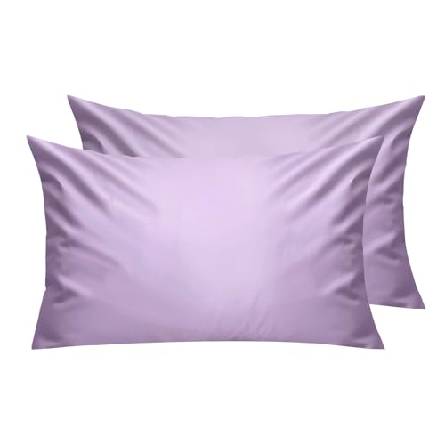 Lirex Lot de 2 Taie Oreiller 50 x 70 cm,100% Coton, Taie d'oreiller Respirantes,Fermeture à Glissière, Violet