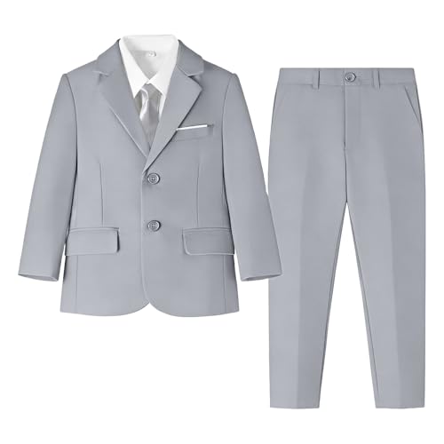 Image of Baby Boy Formal Suit for Toddler Infant Tuxedo Dress Suits | Little Gentleman, Wedding Ring Bearer Outfit, Vest Pants Long-Sleeve Shirt Tie, Birthday Party Christmas Prom, Classic