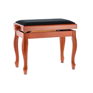 GEWA Banc de piano Deluxe Classic (bois massif, charge de rupture de 2 tonnes, surface d’assise de 52×30 cm, mécanisme de ciseaux précis, hauteur de 45 à 57 cm), cerise mate - Les Beatles, Paul McCartney, John Lennon, RIngo Starr, George Harrison