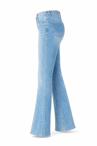 Image of DHYANAM Women High Waist Bootcut Jeans for Women | Stretchable Flared Denim Pants | High Rise Bell Bottom Jeans | Slim Fit Trendy Casual Wear for Girls