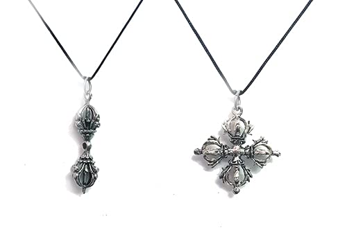 Tibetan Nepali Lucky Charm Vajra Dorje and Double Dorje Metal Pendant for Men & Women-image-17