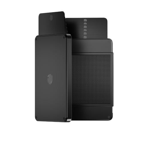 Card Wallet For Men - Beautiful Wallet, Slim RFID Blocking Wallet, Metal Card Holder with Leather Slots & Money Clip (Dark Grey)