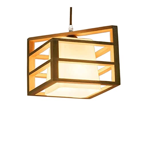 Lustre en bois japonais anti-éblouissement en verre pour un éclairage doux