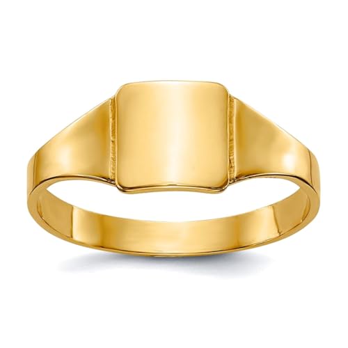 Chevalière carrée en or jaune massif bague 10k polie taille 4 durable ne ternit pas