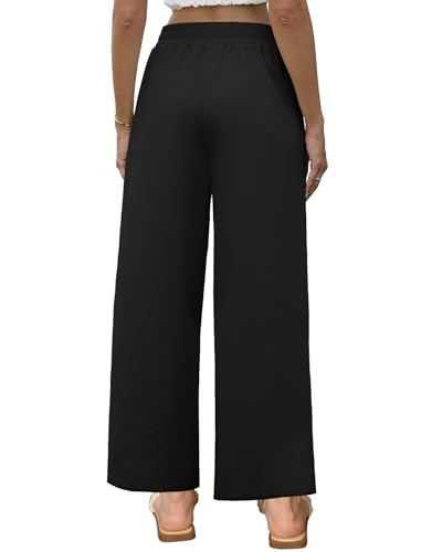 Black Pants for Women High Waisted Teacher Pants Casual Work Wide Leg Pants Lounge Palazzo Trousers S3