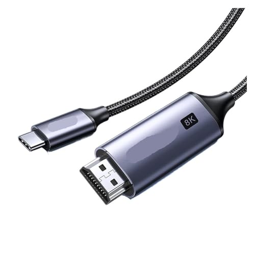 USB C To 4K 8K HDMI-compatible Cable 8K/60Hz 4K/120Hz Compatible For MacBook Pro/iMac/IPad Pro， Compatible For Samsung Galaxy， To HDMI 2.1(Metal Grey 8K,1m)