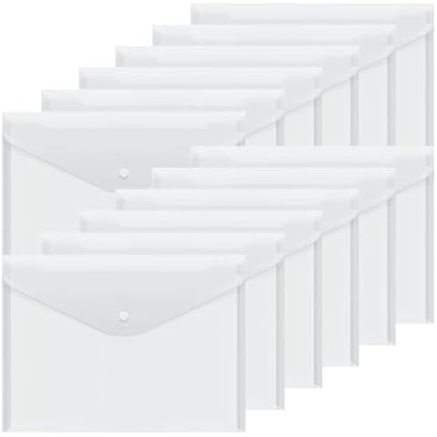 A4 Plastic Wallets - 12 Clear Document Folders Cover