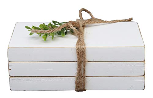 Parisloft Small Wooden Book Stack,Decorative Faux Book Wood Decor,Farmhouse Whitewashed Wooden Sign With Quotes-Home Sweet Home #TOP4