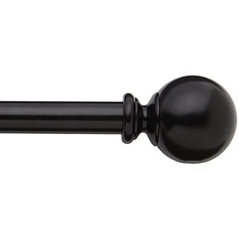 Bali Blinds 5/8" Ball Cafe Rod Set, 48-84", Glossy Black Cover