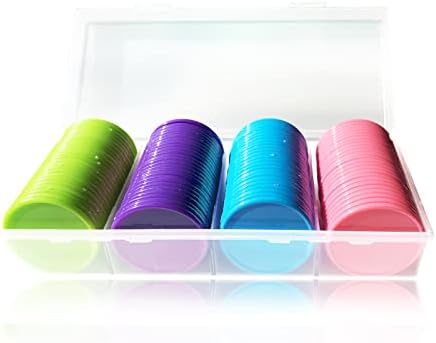 IGOOLEE 100 PCS Colorful Plastic Poker Chips 1.45 Inch Counting Chips with Storage Box for Kids Play Game Bingo Poker Game Counters