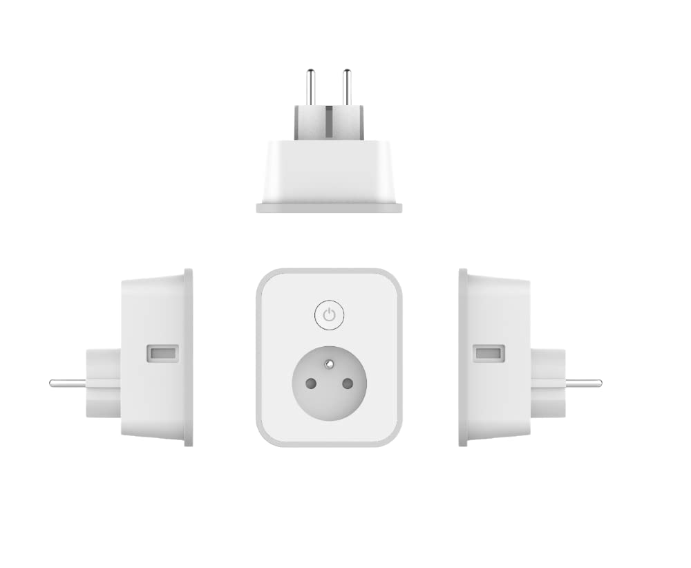 PRISKA - Enchufe inteligente USB Konyks Wi-Fi + BT 16A con 2 enchufes USB A + medidor de consumo