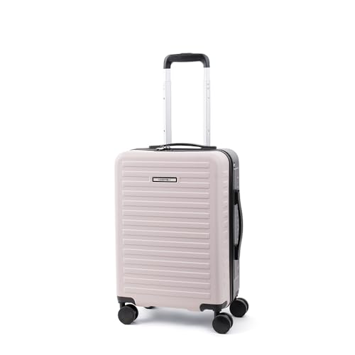 Image of Assembly Cabin Suitcase Small with Double Spinner Wheels & 3 Packing Cubes, Lightweight Polycarbonate Hard Shell Carry On Luggage for Business Travel & Getaway, Ivory-Grey, 20-Inch