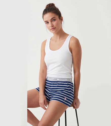 Image of U.S. POLO ASSN. Womens Pajama Shorts with Pockets, Elastic Waist Sleep Shorts for Women, Lounge Short