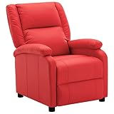 vidaXL Fauteuil Inclinable TV Meuble de Salon Fauteuil de Relaxation de Salle de Séjour Maison Appui-tête et Repose-Pied Réglables Rouge Similicuir
