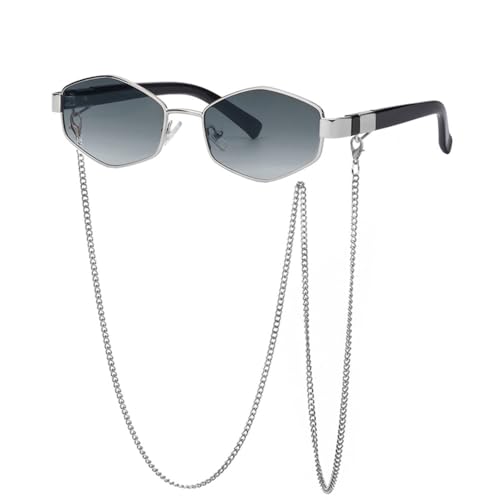 Lunettes de soleil hexagonales luxe au design punk haut de gamme