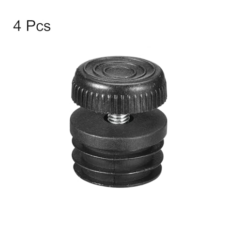 Image of uxcell 4Pcs Inserts for Round Tubes with Leveling Feet, for 35mm /1.38 inch OD Round Tube, M8-1.25mm Thread Black Plastic Furniture Chair Blanking End Caps Insert Plugs