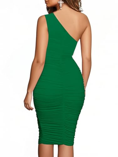 Image of TOPSRANI Women Sexy Midi Dress Bodycon Casual Sleeveless Basic Ruched Tank Summer Club Party Dresses