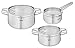 Tefal Nordica Batterie de cuisine 6 pièces Casserole 16 cm, Faitouts 20/24 cm en acier inoxydable garanti 10 ans, 3 couvercles verre, Becs verseurs, Egouttage facile, Induction H852S325