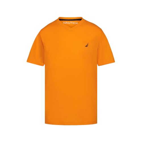 Image of Nautica Boys' Short Sleeve Solid V-Neck T-Shirt, Soft, Comfortable, Relaxed Fit