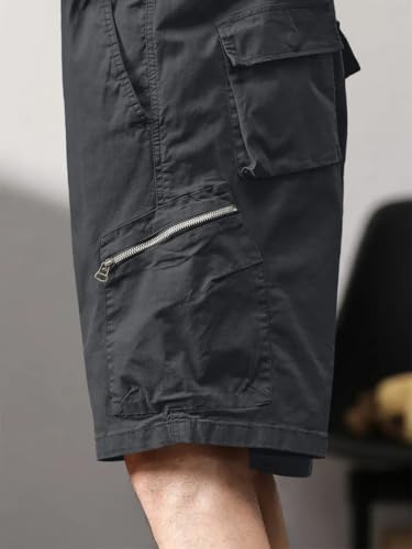 Image of Leriya Fashion Men's Cotton Cargo Shorts with Elastic Drawstring Waist | Multiple Utility Pockets & Zipper Side Pocket | Summer Shorts for Daily Outfits, Hiking, Trekking & Street Style