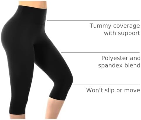 Walifrey Capri Leggings for Women, Black, SM - 3